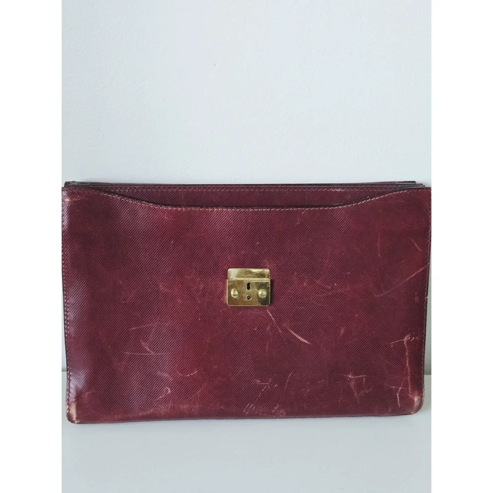 Vintage BOTTEGA VENETA 80's-90's Tuscan‎ Red Leather Briefcase Portfolio Satchel